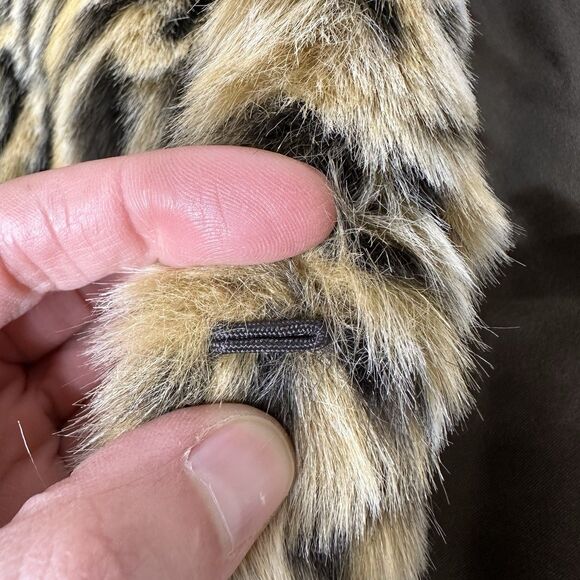Steve Madden Leopard Print Jacket Womens Sz L Faux Fur Mob Wife Glamorous - Picture 15 of 16